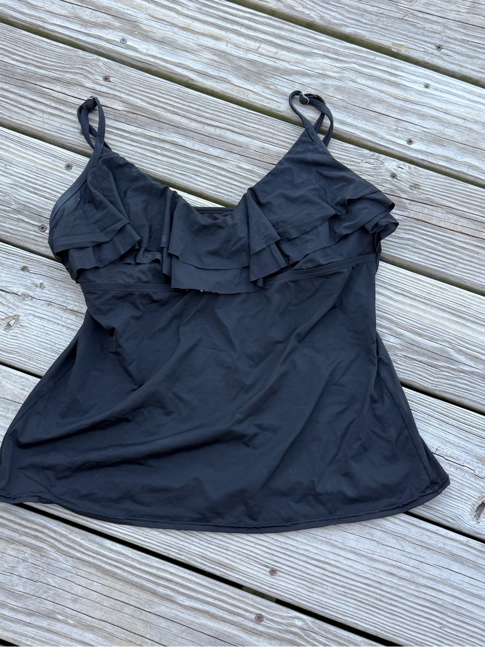 Black swim top adjustable straps size xl